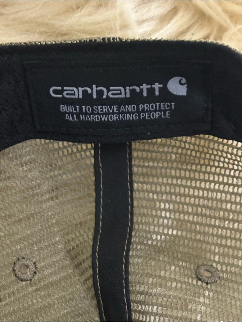 Carhartt Olive Camo Mesh Hat with Peach Logo